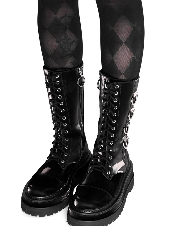 Foxblood Shoes - Trent Black Liquid Velvet Boots